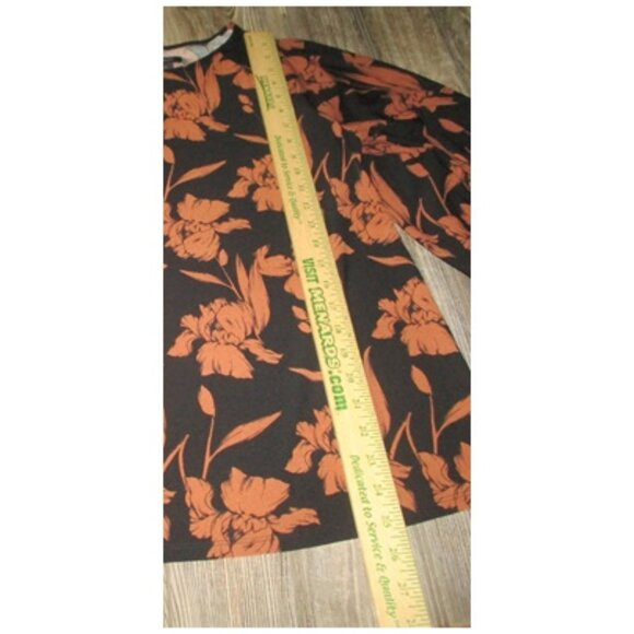 Halogen Womens Size M Black Brown Floral Knit Top Career Whimsigoth Boho Fall - Picture 11 of 14